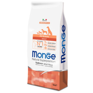 2 x 12 kg Somon și orez Monge Natural Superpremium Hrană uscată câini