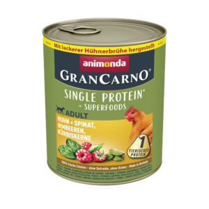 24x800g Pui + spanac, zmeură, semințe de dovleac Animonda GranCarno