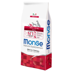 2×7,5 kg Pui Adult Mini Monge Natural Superpremium Hrană uscată câini