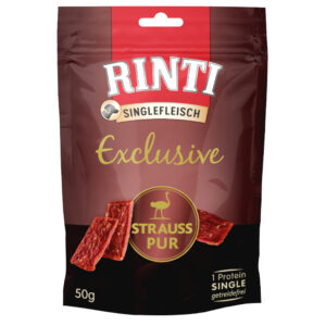 50 g Struț pur RINTI Single Meat Exclusive Snackuri pentru câini