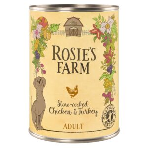 6 x 400g Rosie’s Farm Adult Hrană umedă câini – Pui & curcan