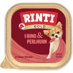 6x100g Gold Mini Rinti Hrană umedă câini – Vită & bibilică