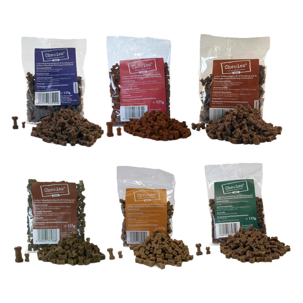 6x125g Oase Multipack 6 sortimente Chewies Mini Snackuri pentru câini