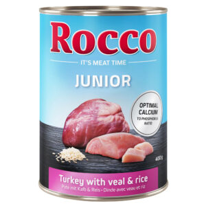 6x400g Curcan cu inimă de vițel & orez Junior Rocco hrană umedă câini