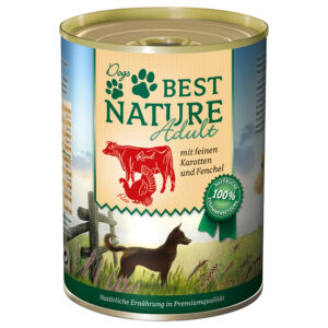 6x400g Curcan, vită și morcovi Dog Adult Best Nature Hrană câini