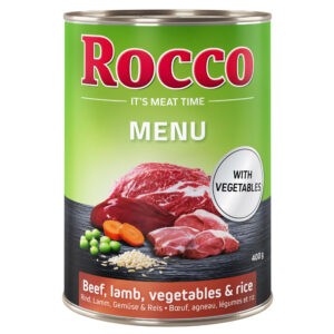 6x400g Menu Rocco Hrană umedă câini – Miel, legume & orez