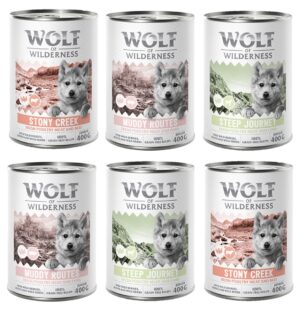 6x400g Pachet mixt Junior Wolf of Wilderness Hrană câini