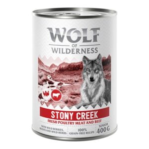6x400g Pasăre cu vită Stony Creek Senior Wolf of Wilderness Hrană umedă câini