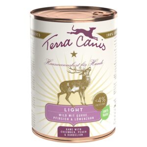 6x400g Vânat cu castraveți, piersici și păpădie Light Terra Canis