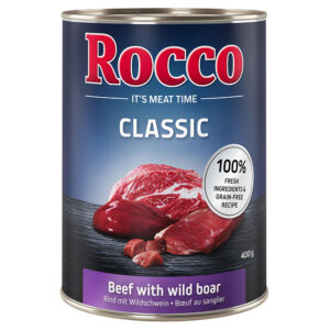 6x400g Vită și mistreț Rocco Classic hrană umedă pentru câini