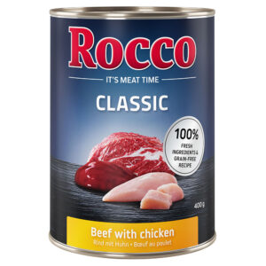 6x400g Vită și pui Rocco Classic hrană umedă pentru câini