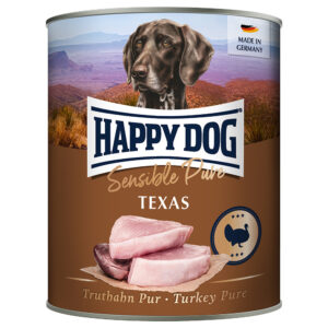 6x800g Pur Happy Dog Hrană umedă câini – Curcan Pur