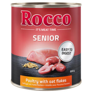 6x800g Senior Rocco Hrană umedă câini – Pasăre și fulgi de ovăz