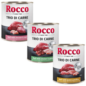 6x800g Trio di Carne Hrană umedă câini mix cu 3 sortimente