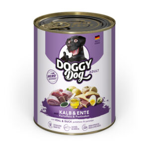 6x800g Vițel și rață Adult Doggy Dog Hrană umedă pentru câini