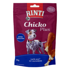 80 g Ciocănele de rață Chicko Plus RINTI Snackuri pentru câini