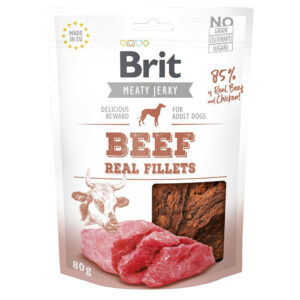 80g Vită Jerky Fillets Brit Snackuri pentru pisici