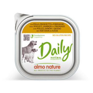 9x300g Pui, șuncă și brânză Daily Almo Nature Hrană umedă câini