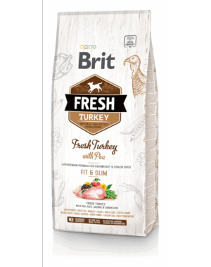 BRIT Fresh Light Fit&Slim Hrana uscata caini adulti, cu mazare si curcan 2,5 kg
