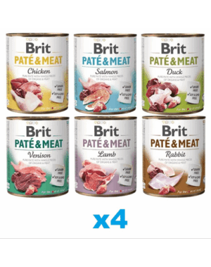 BRIT Pate&Meat Mix arome 24×800 g pate pentru caini