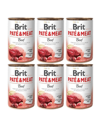 BRIT Pate&Meat beef 6x400 g pate cu vita pentru caini