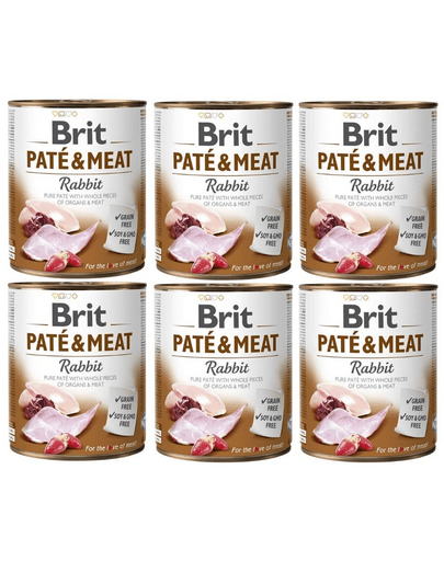 BRIT Pate&Meat rabbit 6 x 800 g Conserva pentru caine, cu iepure