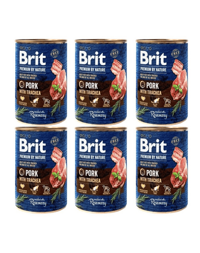 BRIT Premium by Nature 6x400 g set conserve hrana caini, porc si esofag