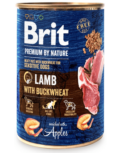 BRIT Premium by Nature Lamb and buckwheat 400 g Hrana umeda caine adult, cu miel si hrisca