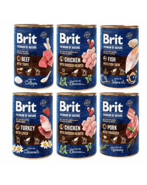 BRIT Premium by Nature Mix arome 6×400 g mancare naturala pentru caini