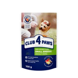 CLUB 4 PAWS Premium, Pui, hrană umedă câini, (în aspic) CLUB 4 PAWS Premium, XS-XL, Pui, plic hrană umedă câini, (în aspic), 100g