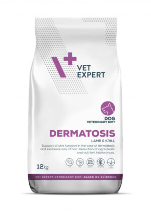 DIETA VETERINARA DERMATOSIS DOG, VETEXPERT, MIEL si KRILL, 12 kg