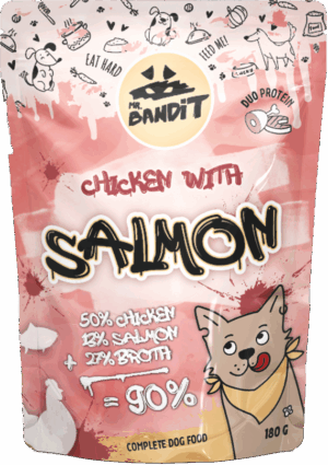 Hrană umedă pentru câini Mr. Bandit DuoProtein, pui și somon,180g