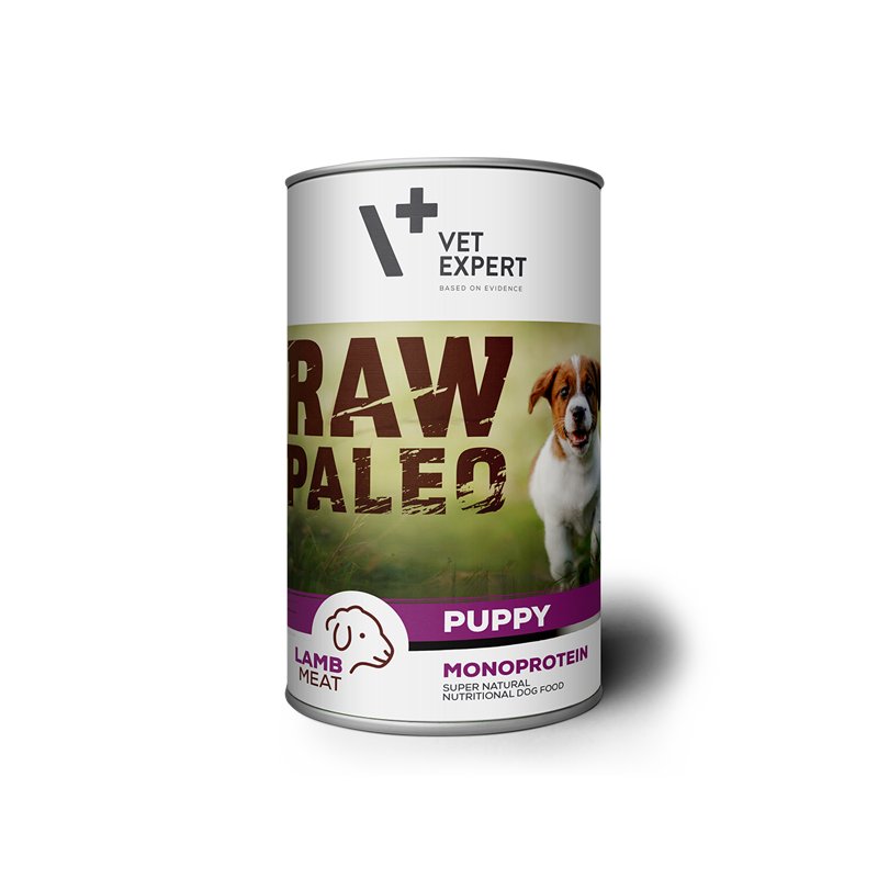 Hrana umeda pentru caini, RAW PALEO Puppy, carne de miel 800 g