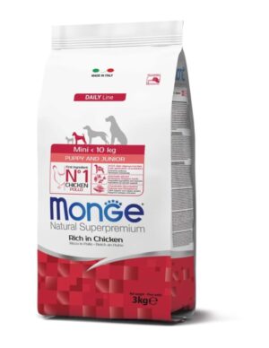 Monge Natural Superpremium Puppy & Junior Mini – Pui si Orez – 3kg