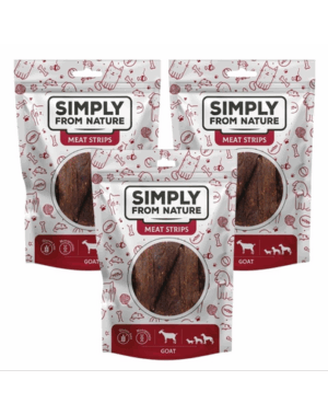 SIMPLY FROM NATURE Meat Strips Fasii capra recompensa caine 3×80 g