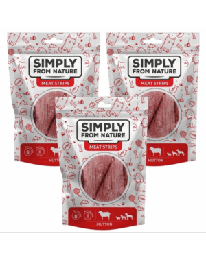 SIMPLY FROM NATURE Meat Strips fasii carne oaie pentru caini 3×80 g