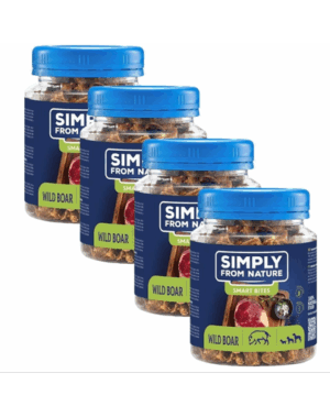 SIMPLY FROM NATURE Smart Bites Snack cu mistret pentru caini 4×130 g