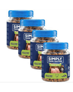SIMPLY FROM NATURE Smart Bites set recompense caini 4×130 g cu pasare