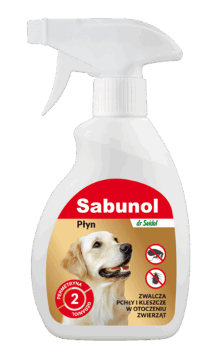 Soluție pentru câini, împotriva puricilor și căpușelor, SABUNOL DOG, LICHID 250 ML