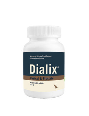 Supliment alimentar pentru consolidarea muschiilor vezicii urinare si pentru functionarea optima la animalele geriatrice și masculi necastrati, DIALIX Vesical & Prostate, VetNova, 45 comprimate