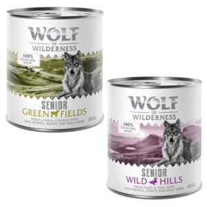 12x800g Senior Wolf of Wilderness Pachet mixt hrană umedă câini