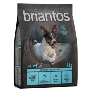 1kg Somon & cartofi Adult Mini Briantos Hrană uscată fără cereale câini