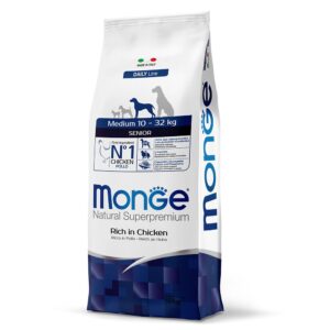 2x12kg Pui Medium Senior Monge Natural Superpremium Hrană uscată câini