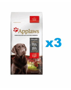 APPLAWS Adult Dog Large Breed Chicken 6 kg (3×2 kg) Hrana uscata caine talie mare, cu pui