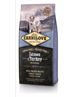 CARNILOVE Puppy Salmon&Turkey Hrana uscata pentru catei de toate rasele, cu somon si curcan 4 kg