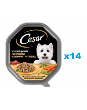CESAR Mancare umeda caini, de pui, legume si patrunjel in sos 14×150 g