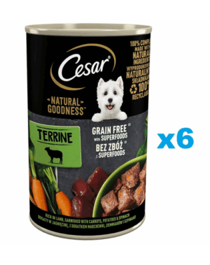 CESAR Natural Goodness Set conserve pentru caini, cu pui, igname si afine 6×400 g