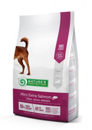 Nature’s Protection Mini Extra, somon, hrana uscata premium pentru caini adulti de talie mica, 7.5 kg