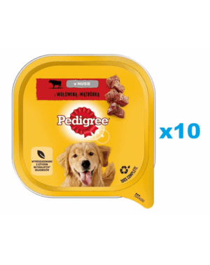 PEDIGREE Adult 10×300 g hrana umeda pentru caini cu carne de vita si ficat in mousse