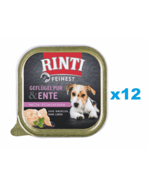 RINTI Feinest Poultry Pure&Duck 12×150 g pasare si rata pentru caini
